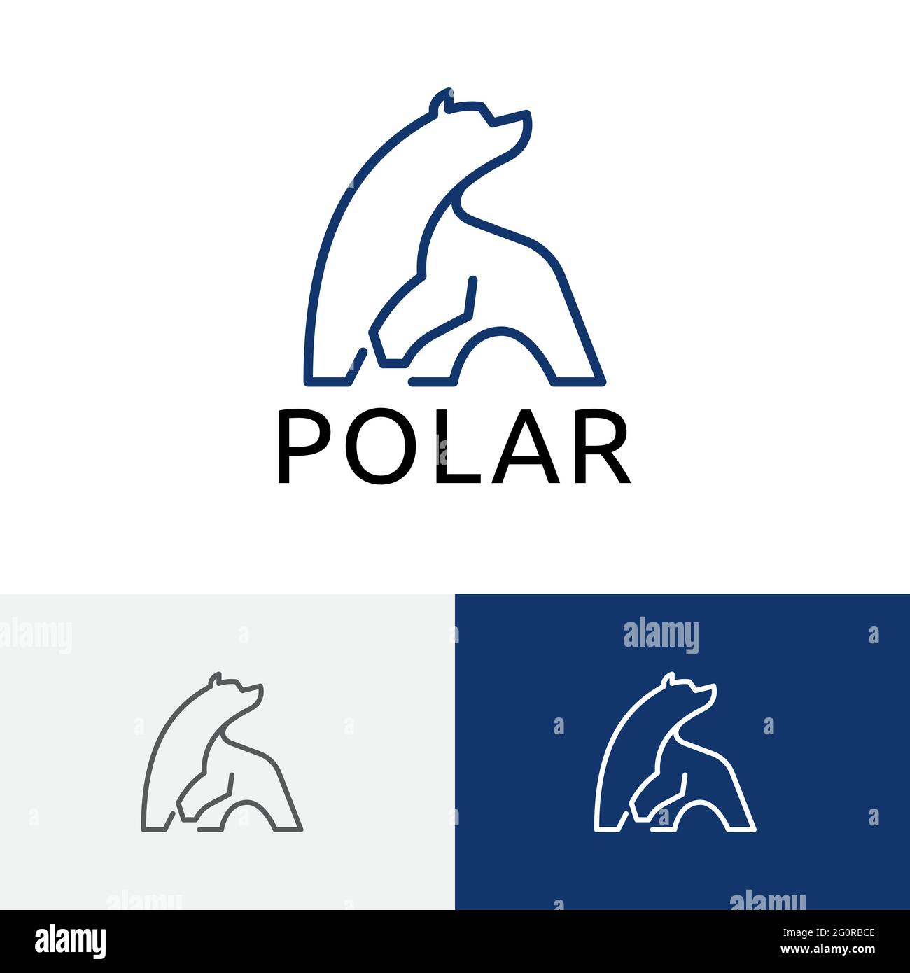 Big Polar Bear Cool Ice Abstract Line Logo Stock Vector