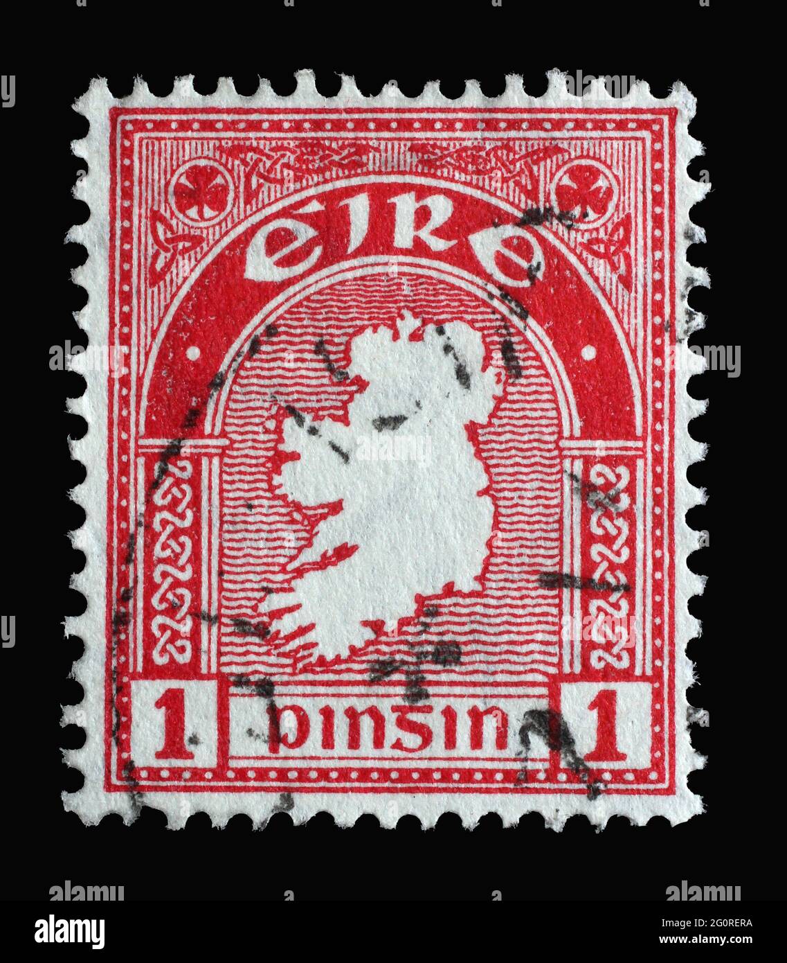 A stamp printed in Ireland shows Map of Ireland, circa 1923 Stock Photo
