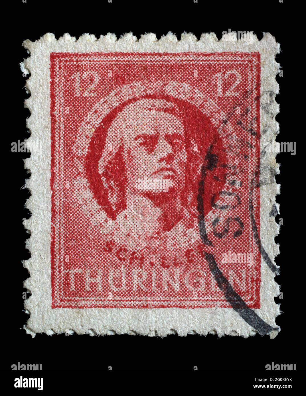 Stamp printed in Germany, Soviet Occupation of Thuringia, that shows Friedrich von Schiller, poet and writer, circa 1945 Stock Photo