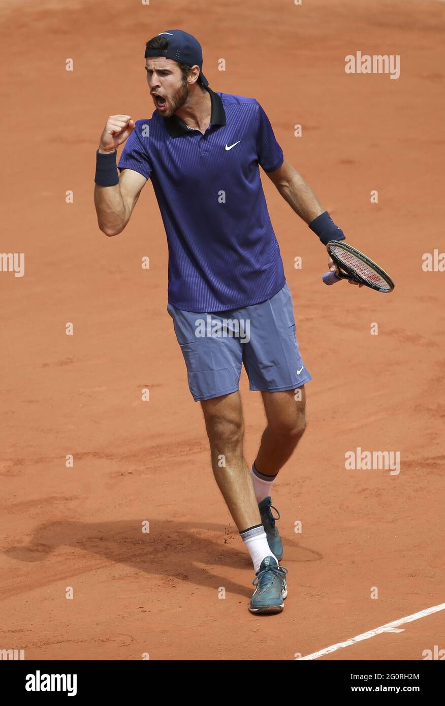 Karen Khachanov of Russia during day 4 of the French Open 2021, Grand Slam  tennis tournament on June 2, 2021 at Roland-Garros stadium in Paris, France  - Photo Jean Catuffe / DPPI / LiveMedia Stock Photo - Alamy