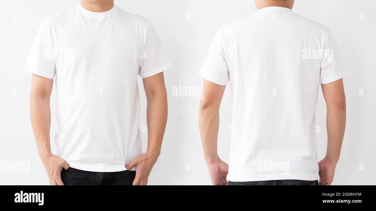 White T-Shirt Front And Back, Mockup Template For Design Print Stock ...