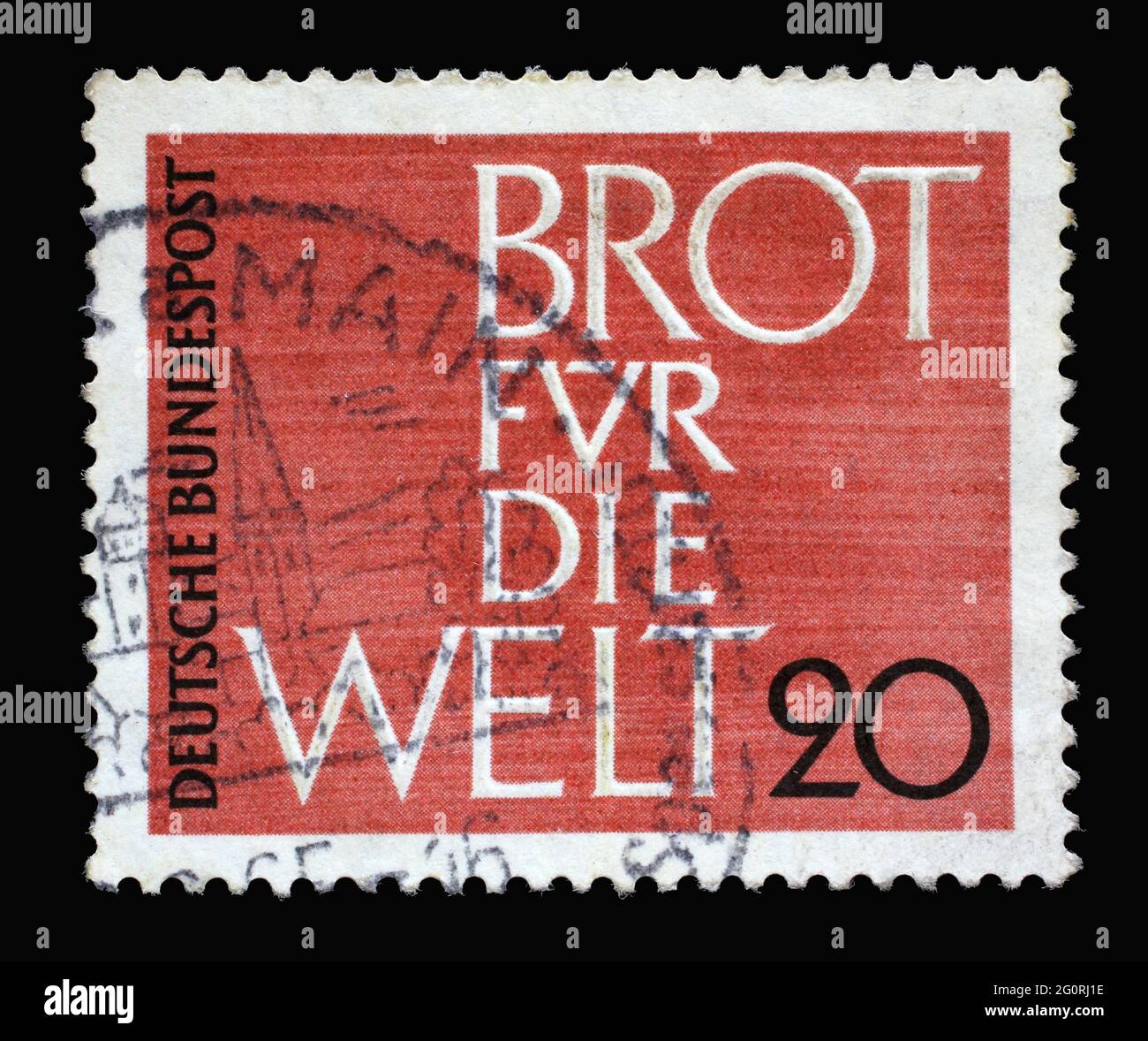 Stamp printed in Germany shows Bread for the World, Issued in connection with the Advent Collection of the Protestant Church in Germany, circa 1962 Stock Photo