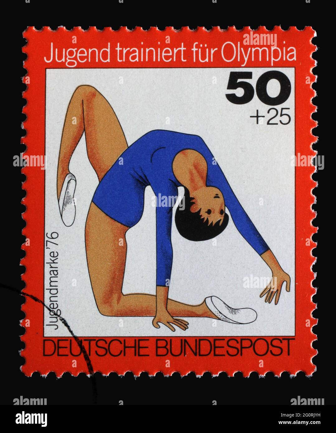 A stamp printed in Germany shows Gymnastics, Youth training for the Olympics, circa 1976 Stock Photo