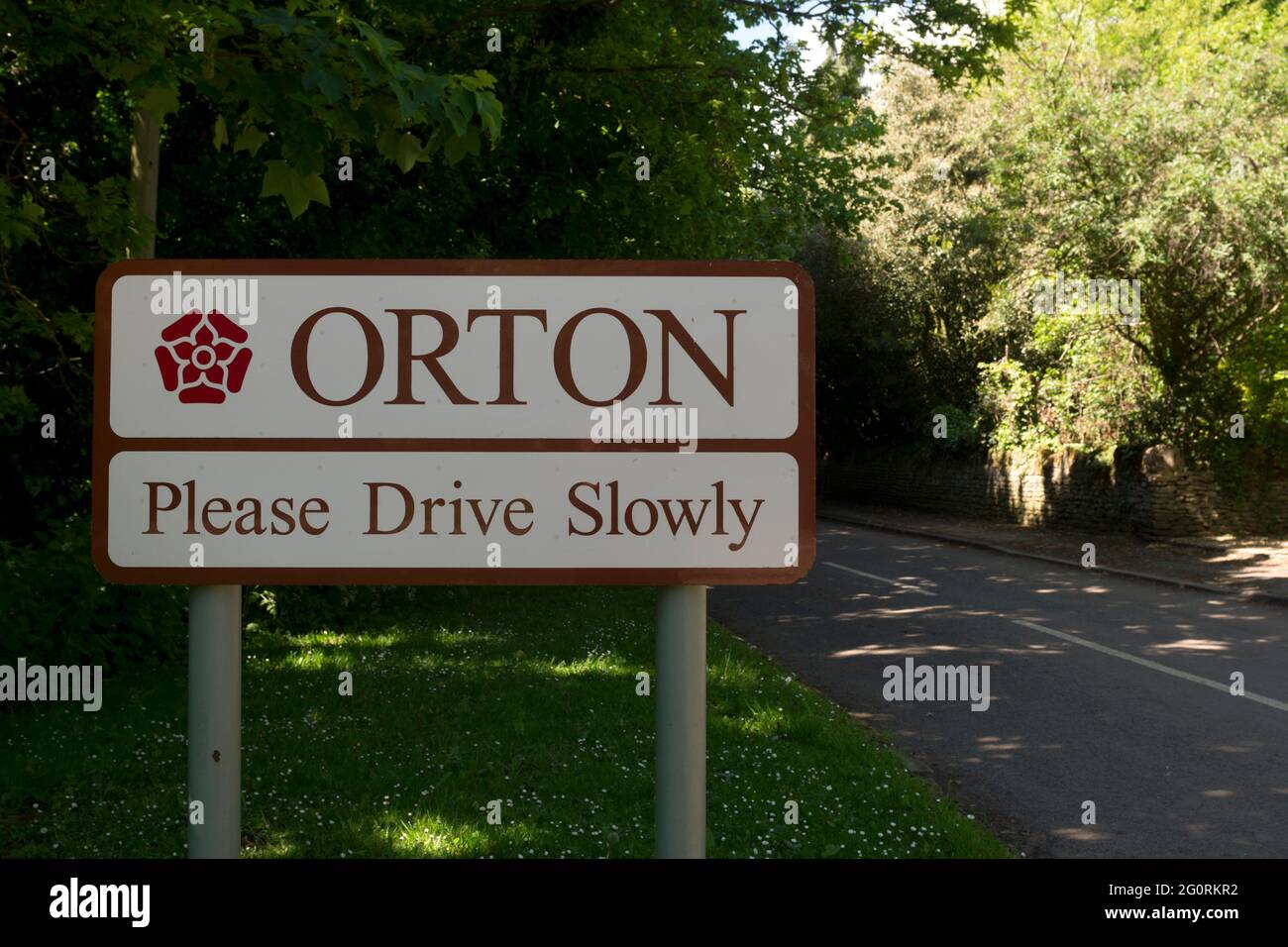 Orton village sign, Northamptonshire, England, UK Stock Photo