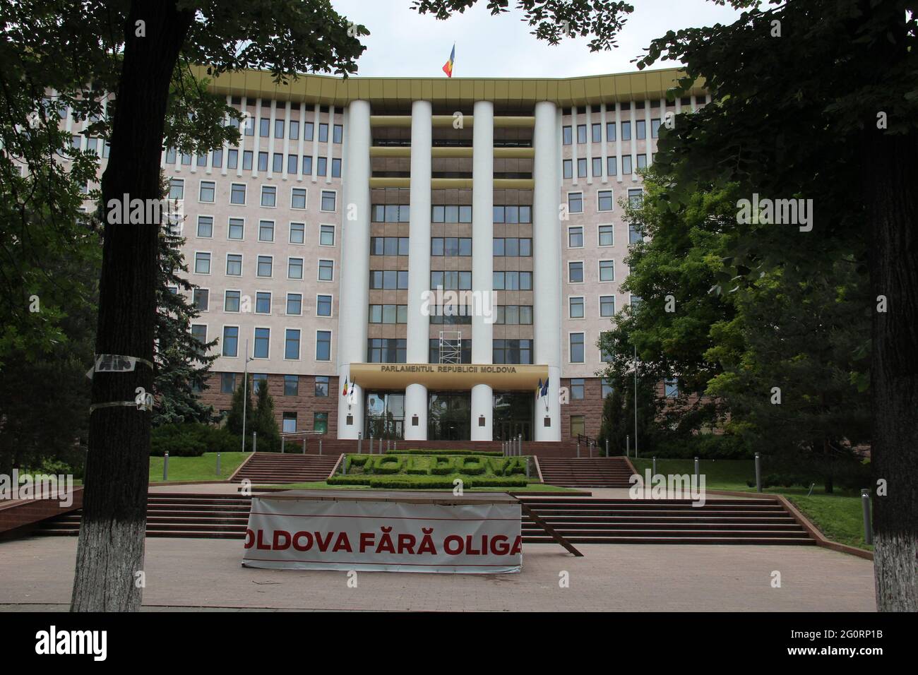 Parliament Building on Stephen the Great Boulevard in Chisinau, Moldova. Stock Photo