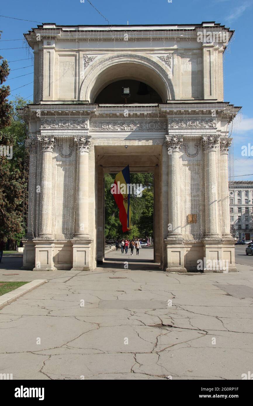 The Triumphal Arch in Chisinau, Moldova Stock Photo