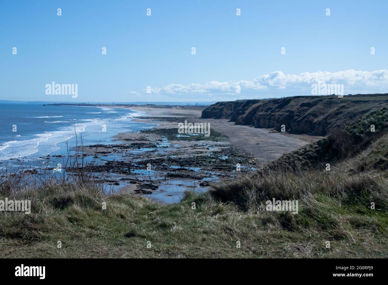 View out to North Sea at Blackhall Rocks, County Durham Stock Photo