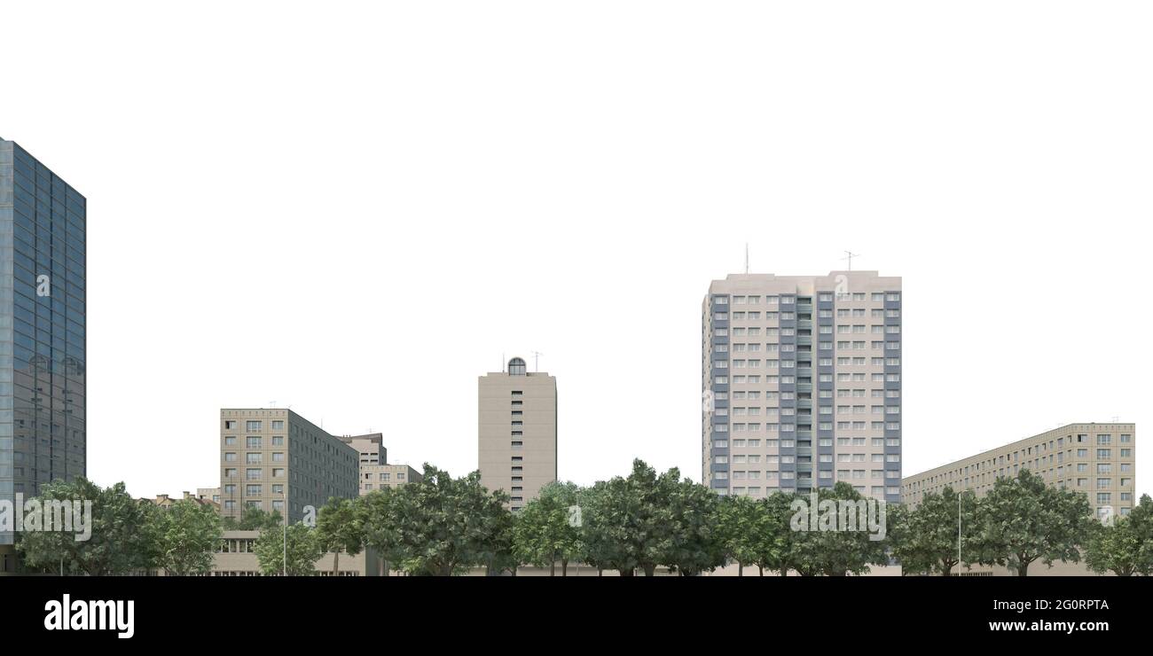 3D illustration cityscape isolated on white background Stock Photo - Alamy