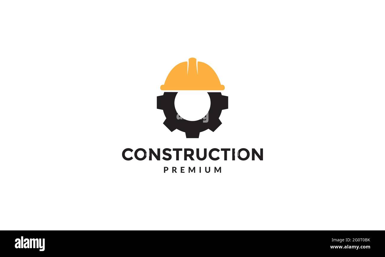 construction helm with gear logo symbol vector icon illustration