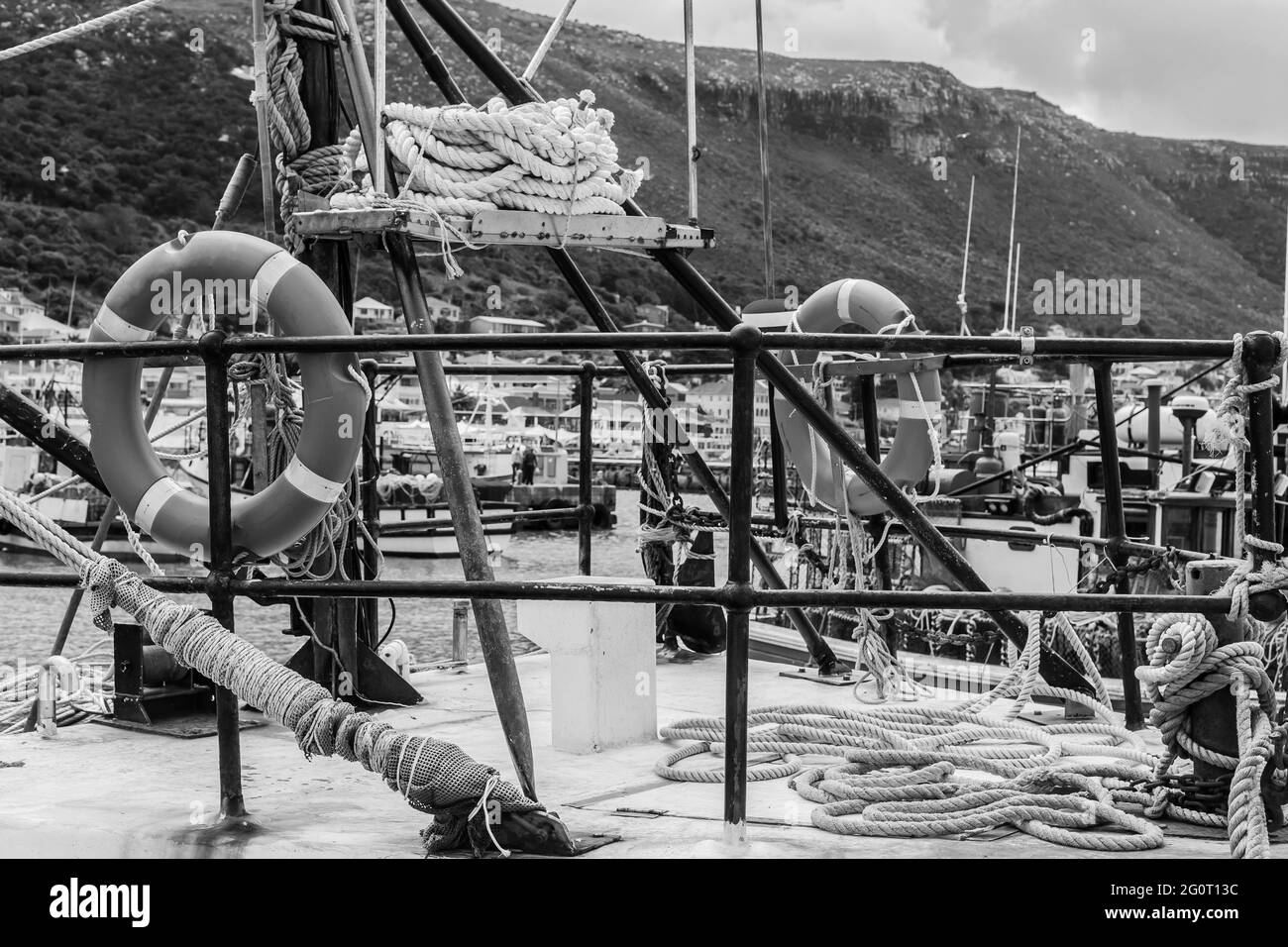 CAPE TOWN, SOUTH AFRICA - Jan 05, 2021: Crayfish Crab boat floating in a Cape Town South Africa Harbor Stock Photo