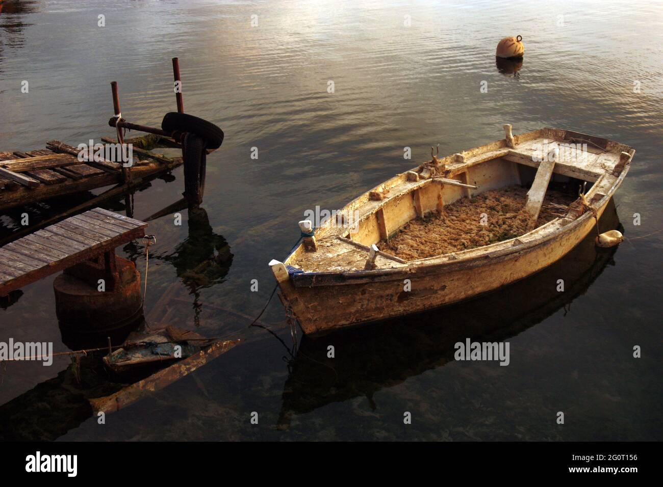 A very old and broken boat Stock Photo