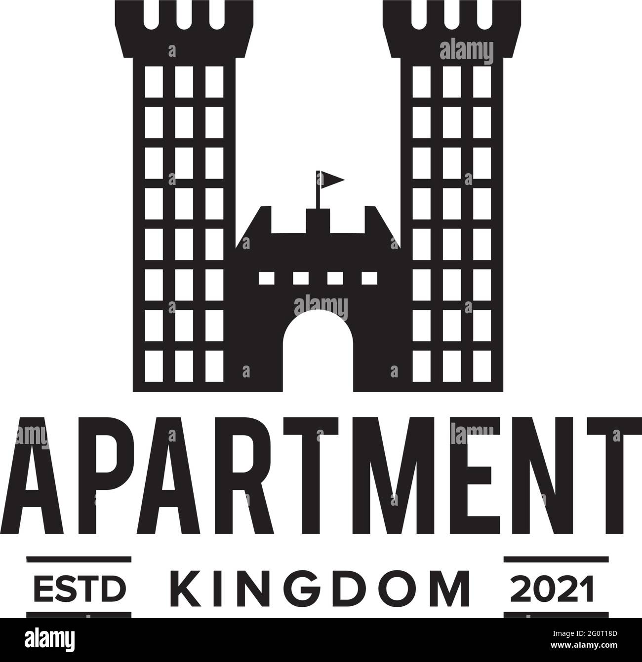 Apartment kingdom building logo design vector template Stock Vector