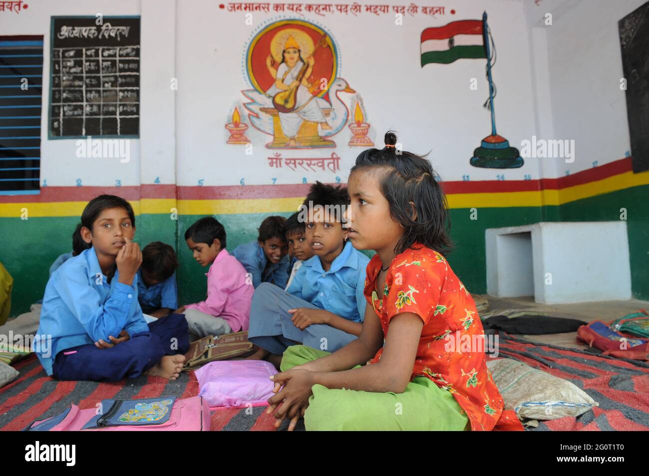 Primary School in village Khura, Lalitpur District of Uttar Pradesh. The school is admitting more girl students. Photograph; Sondeep Shankar Stock Photo
