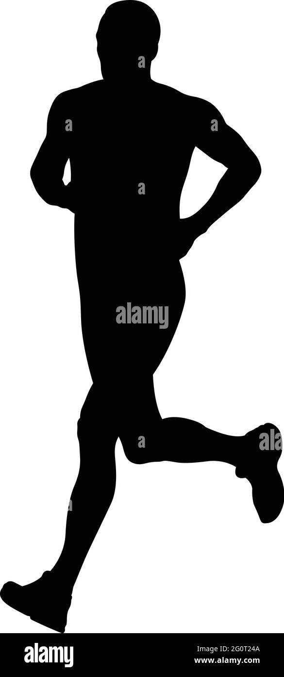 male runner athlete run marathon black silhouette Stock Vector Image ...