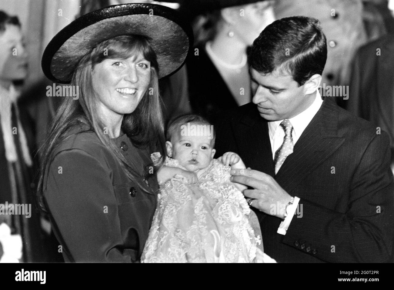21.12.1988 Christening of Princess Beatrice with Prince Andrew and Sarah Ferguson Stock Photo