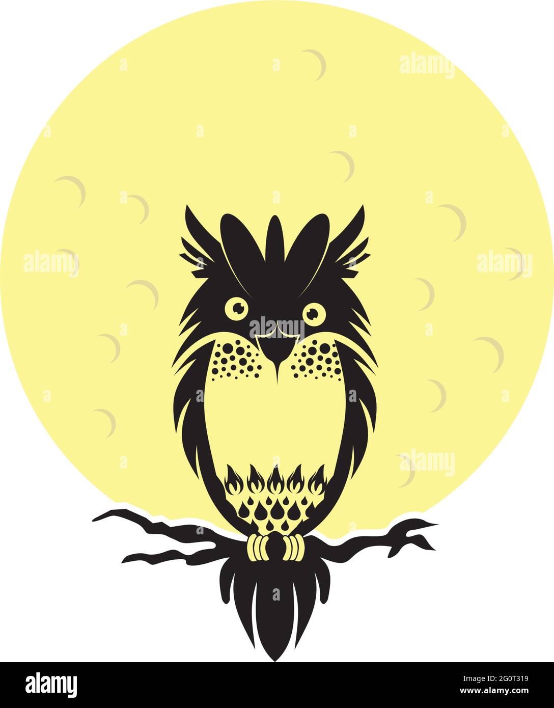 Owl logo design with moonlight background vector template Stock Vector