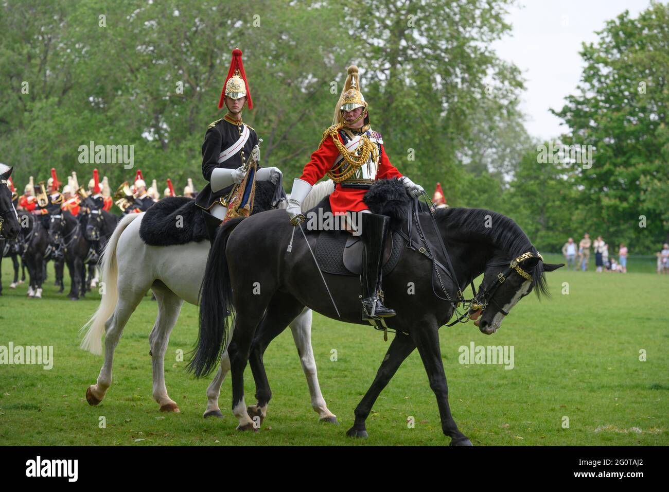 London, UK. 3 June 2021. 2021 Annual inspection of the Household Cavalry at Hyde Park by Major General Christopher John Ghika CBE the General Officer Commanding. Credit: Malcolm Park/Alamy Live News. Stock Photo