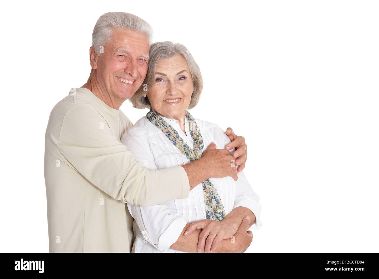 Close up portrait of happy senior couple posing Stock Photo
