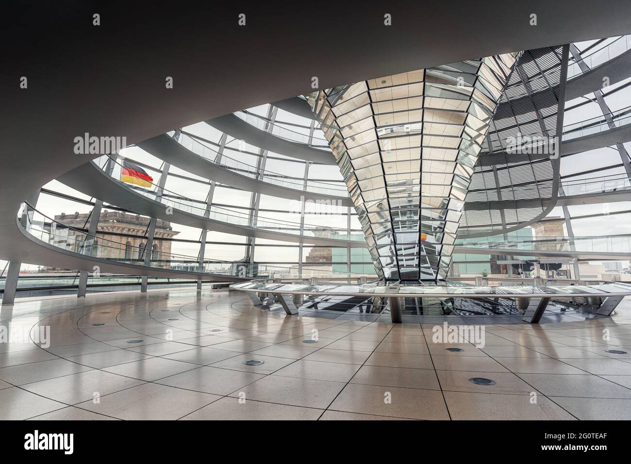 Interior of the Glass Dome of the German Parliament (Bundestag