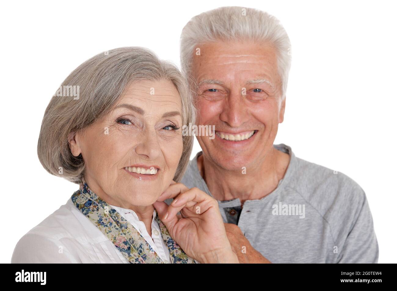 Close up porait of happy senior couple posing Stock Photo