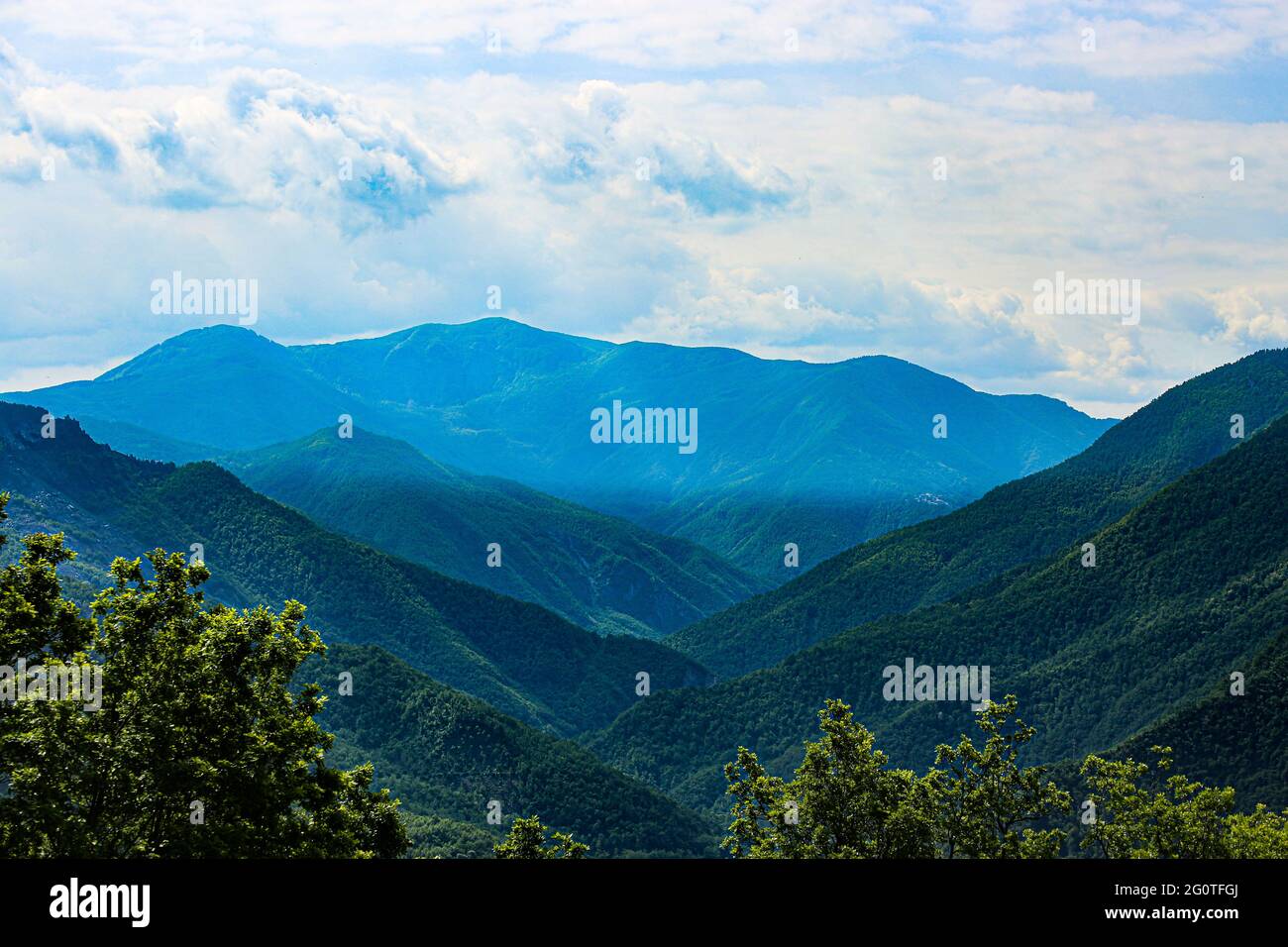 A glimpse of the beautiful Trebbia Valley in Northern Italy. Stock Photo