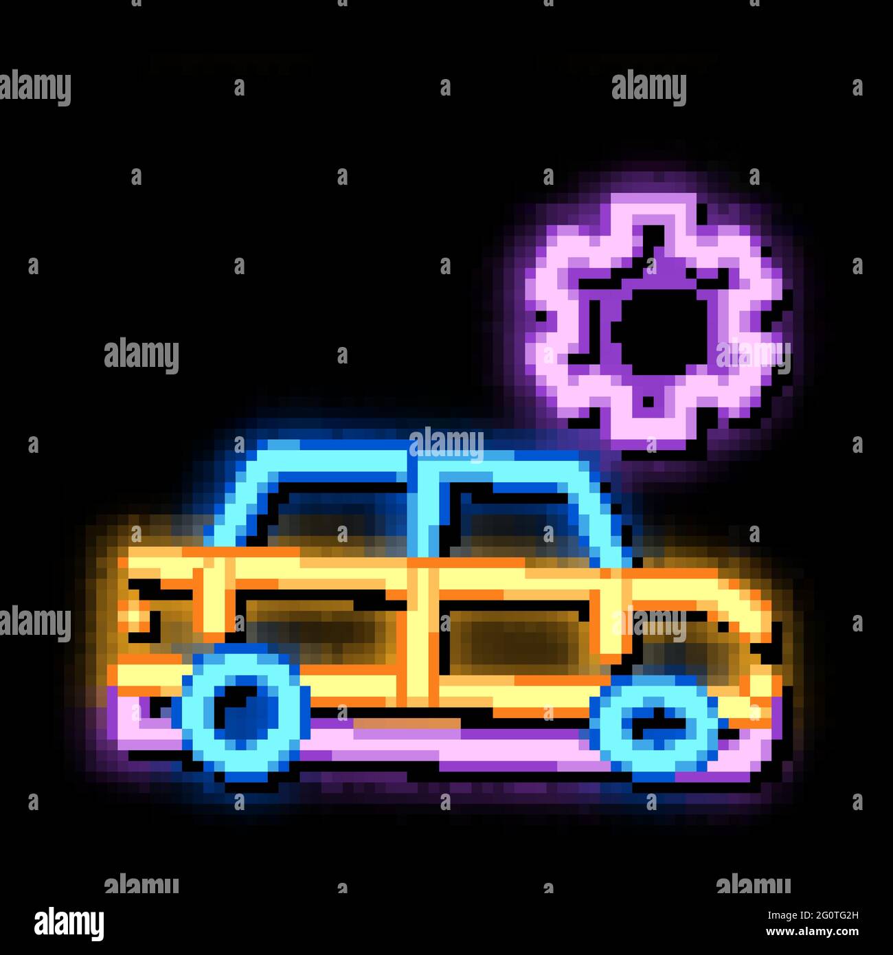 Broken Car Gear neon glow icon illustration Stock Vector Image & Art ...