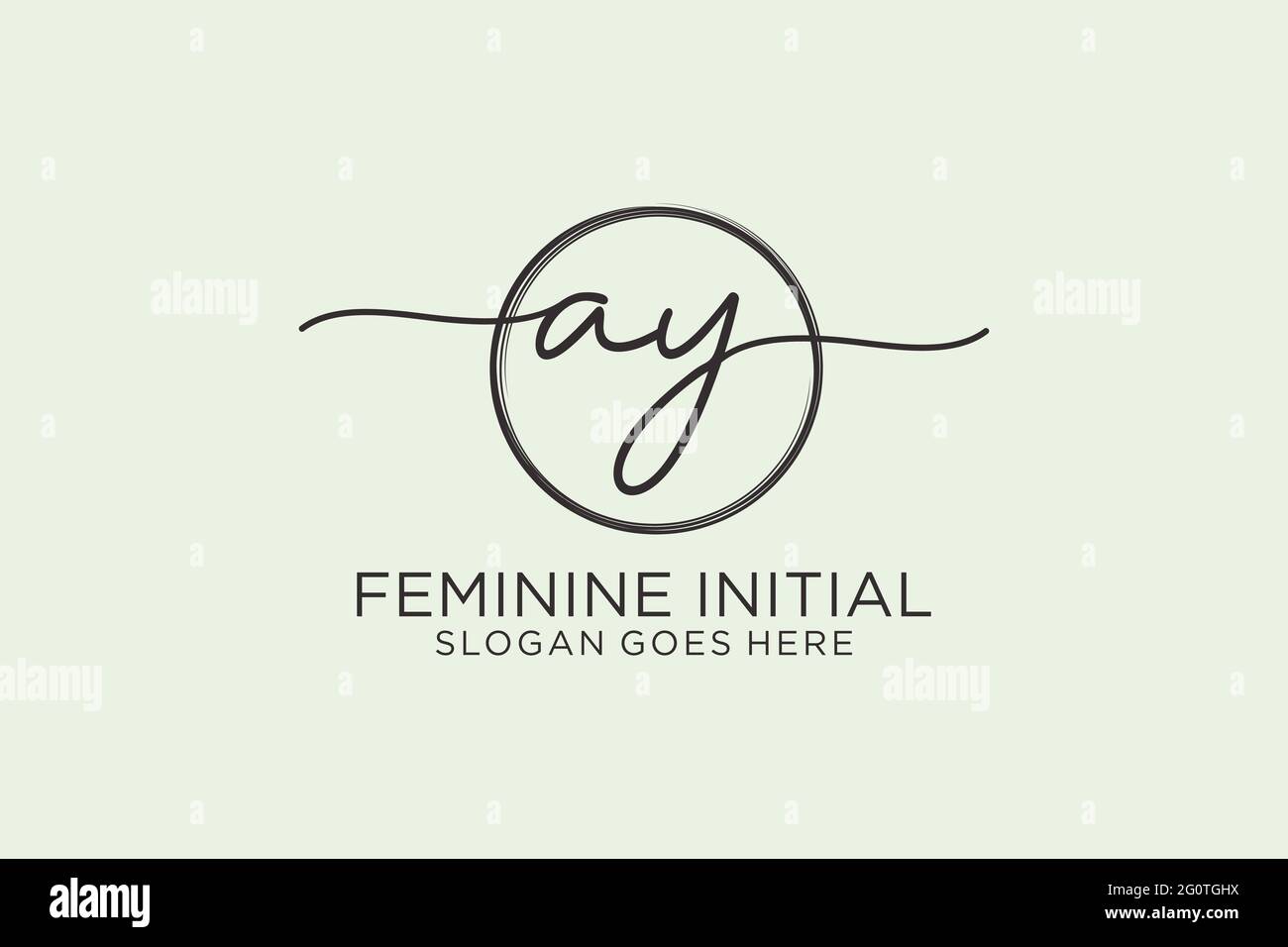 AY handwriting logo with circle template vector logo of initial ...