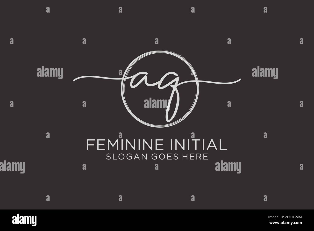 AQ handwriting logo with circle template vector logo of initial ...