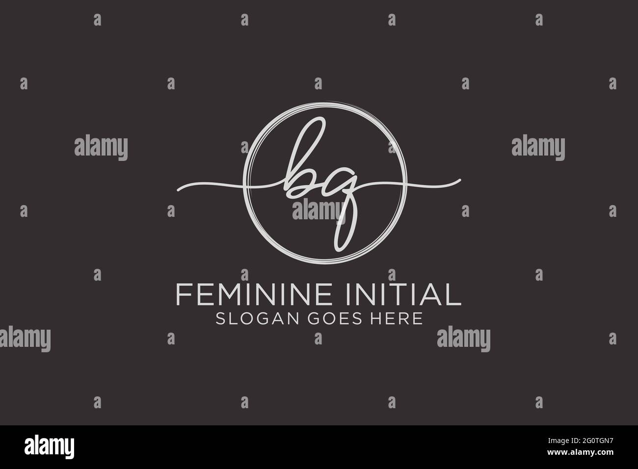BQ handwriting logo with circle template vector logo of initial ...