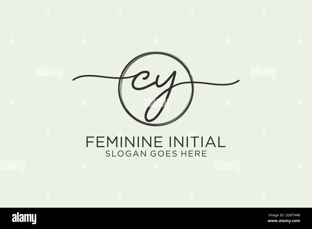CY handwriting logo with circle template vector logo of initial signature, wedding, fashion, floral and botanical with creative template. Stock Vector