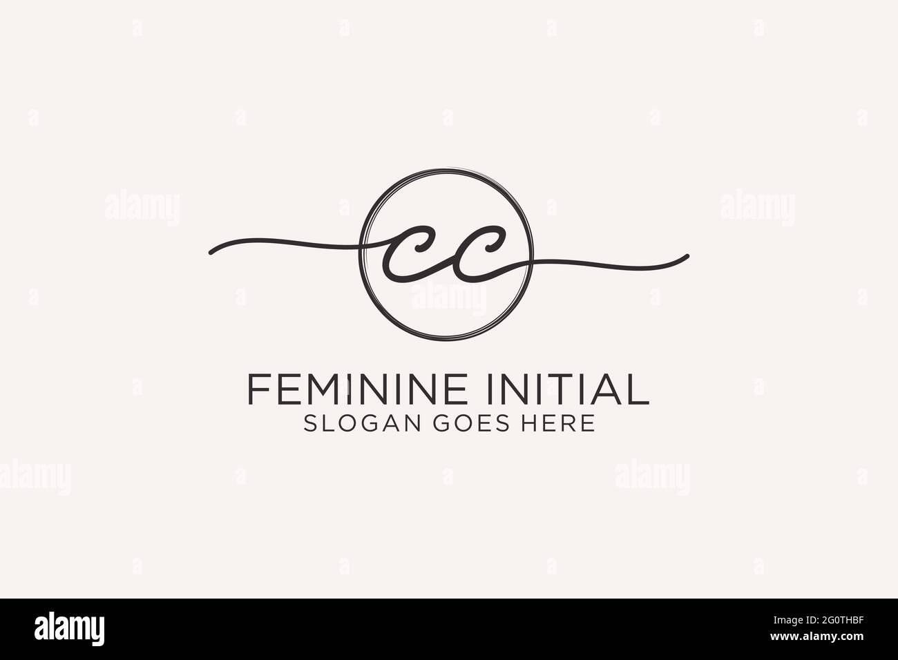 CC handwriting logo with circle template vector logo of initial