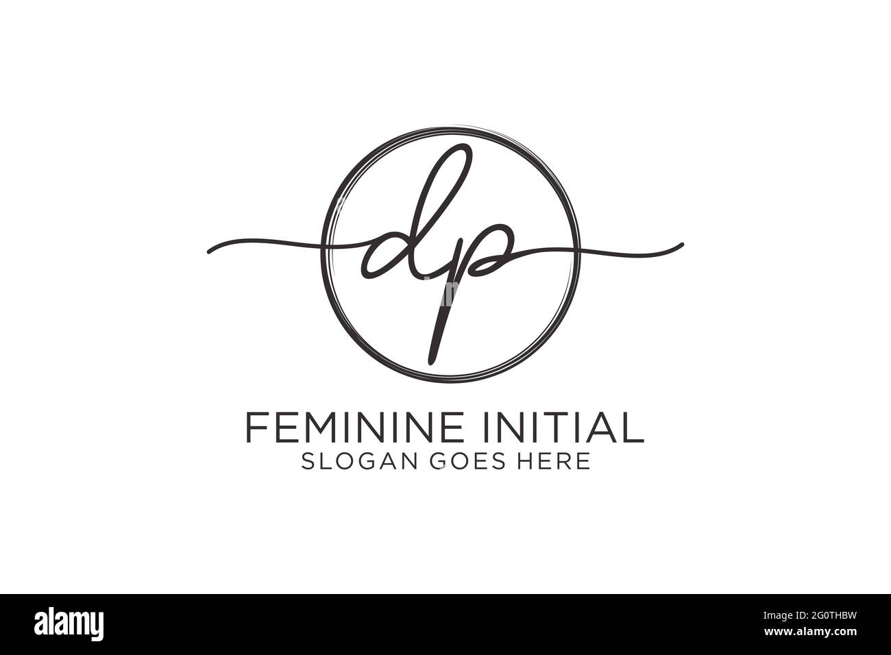 DP handwriting logo with circle template vector logo of initial ...