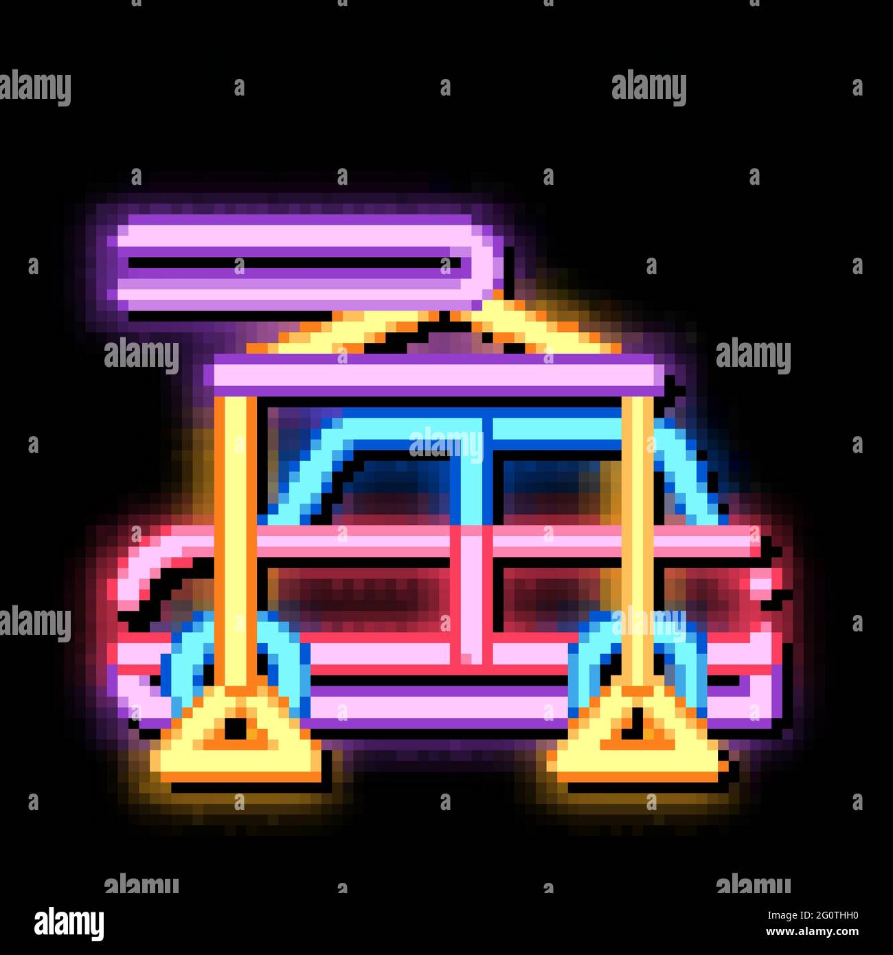 Evacuating Car neon glow icon illustration Stock Vector