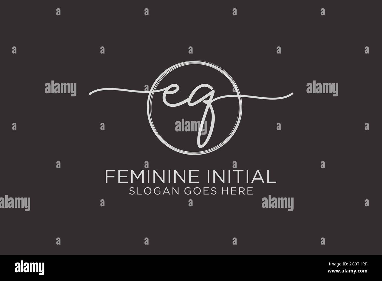 EQ handwriting logo with circle template vector logo of initial ...