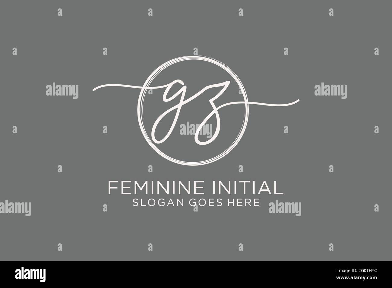 GZ handwriting logo with circle template vector logo of initial ...