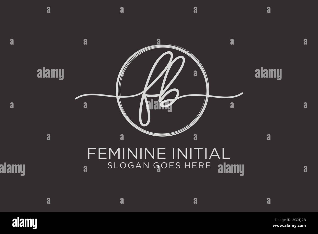 FB handwriting logo with circle template vector logo of initial ...
