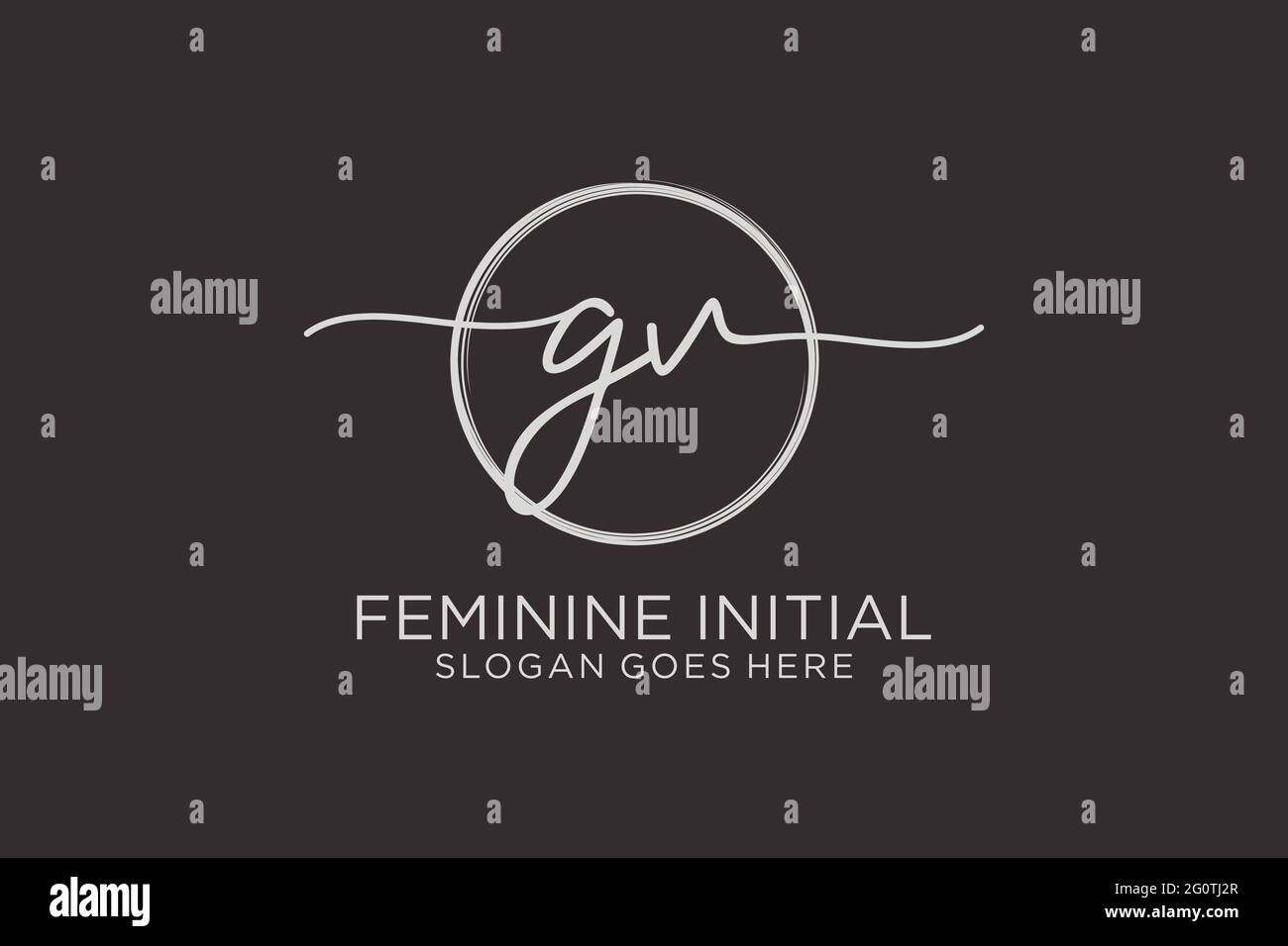 GV handwriting logo with circle template vector logo of initial ...