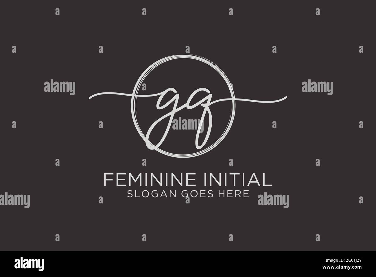 GQ handwriting logo with circle template vector logo of initial signature, wedding, fashion, floral and botanical with creative template. Stock Vector
