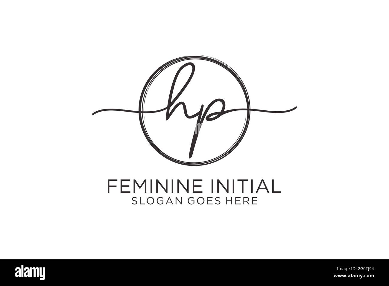 HP handwriting logo with circle template vector logo of initial ...