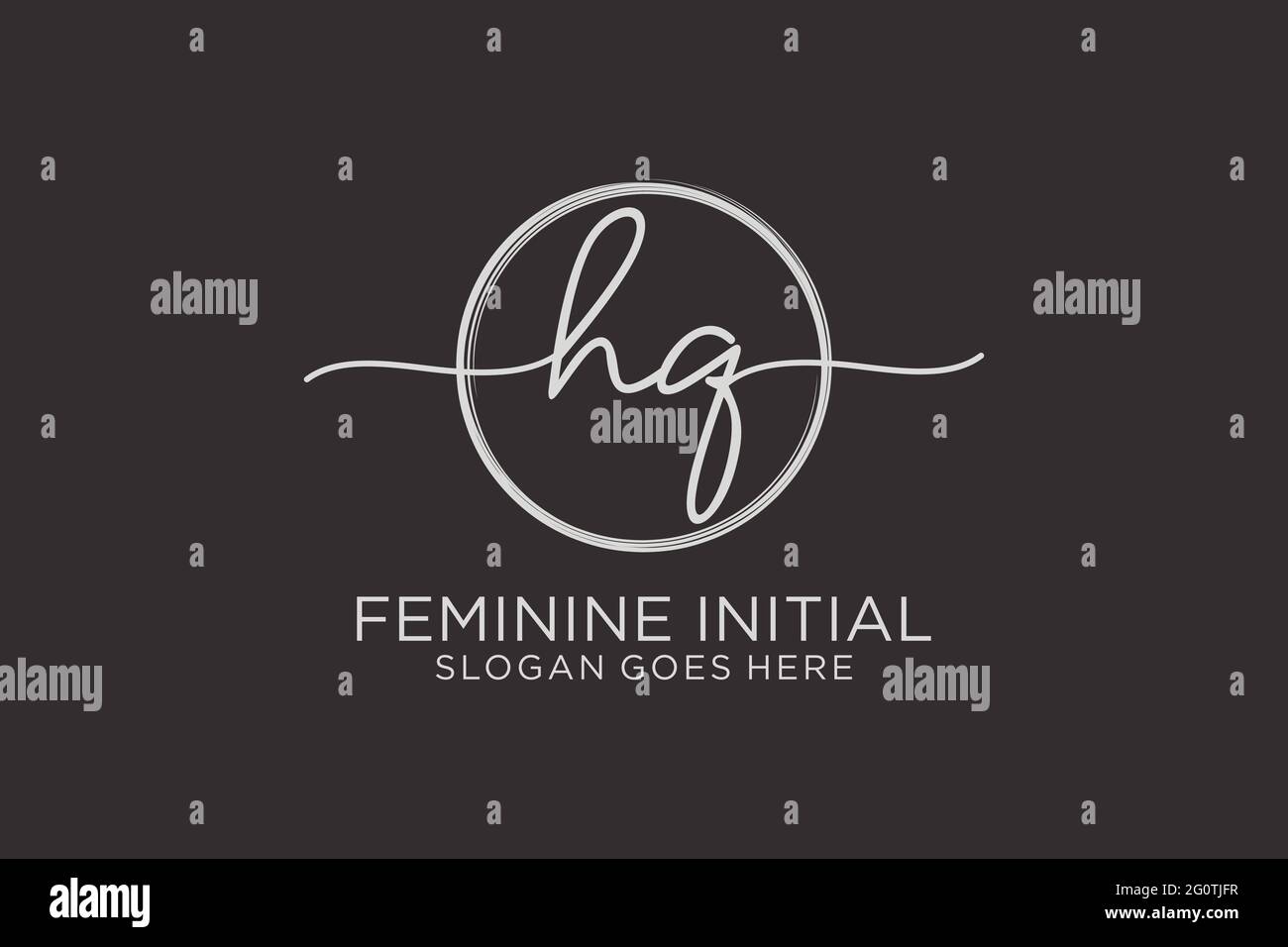 HQ handwriting logo with circle template vector logo of initial ...