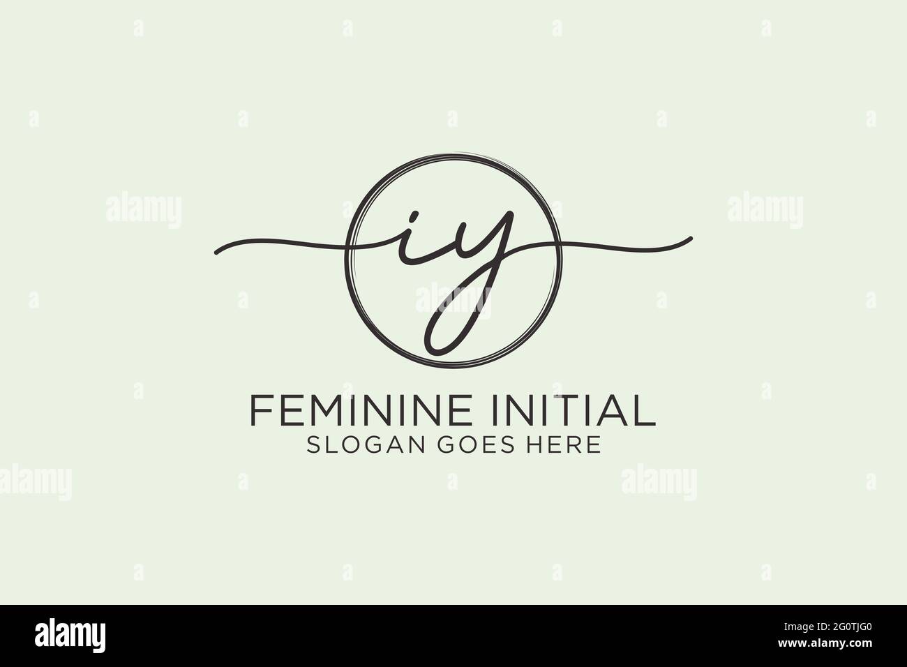 IY handwriting logo with circle template vector logo of initial ...