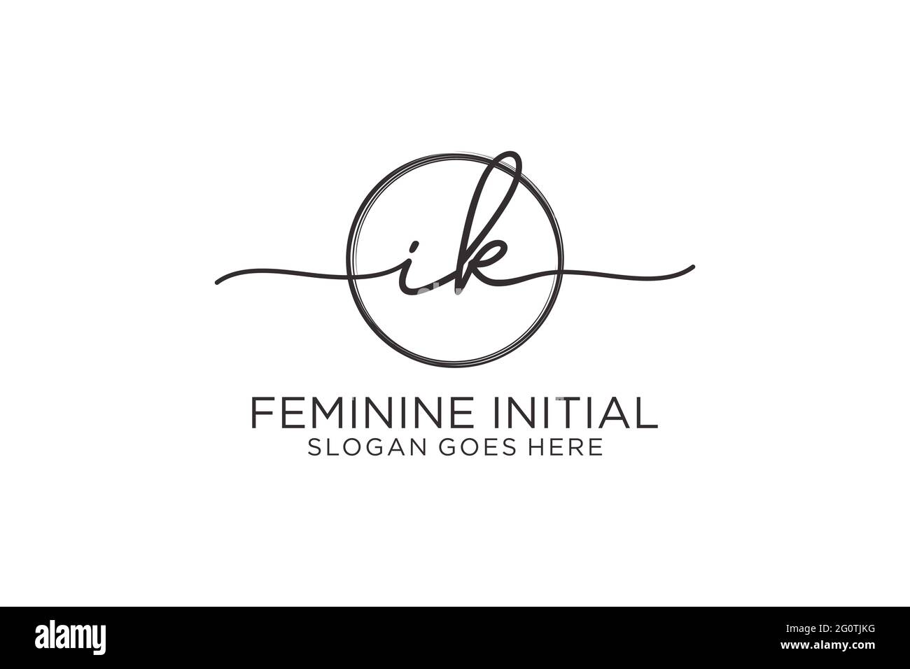 IK handwriting logo with circle template vector logo of initial ...