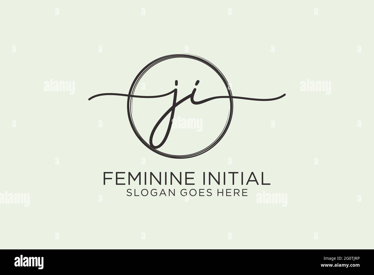 JI handwriting logo with circle template vector logo of initial ...
