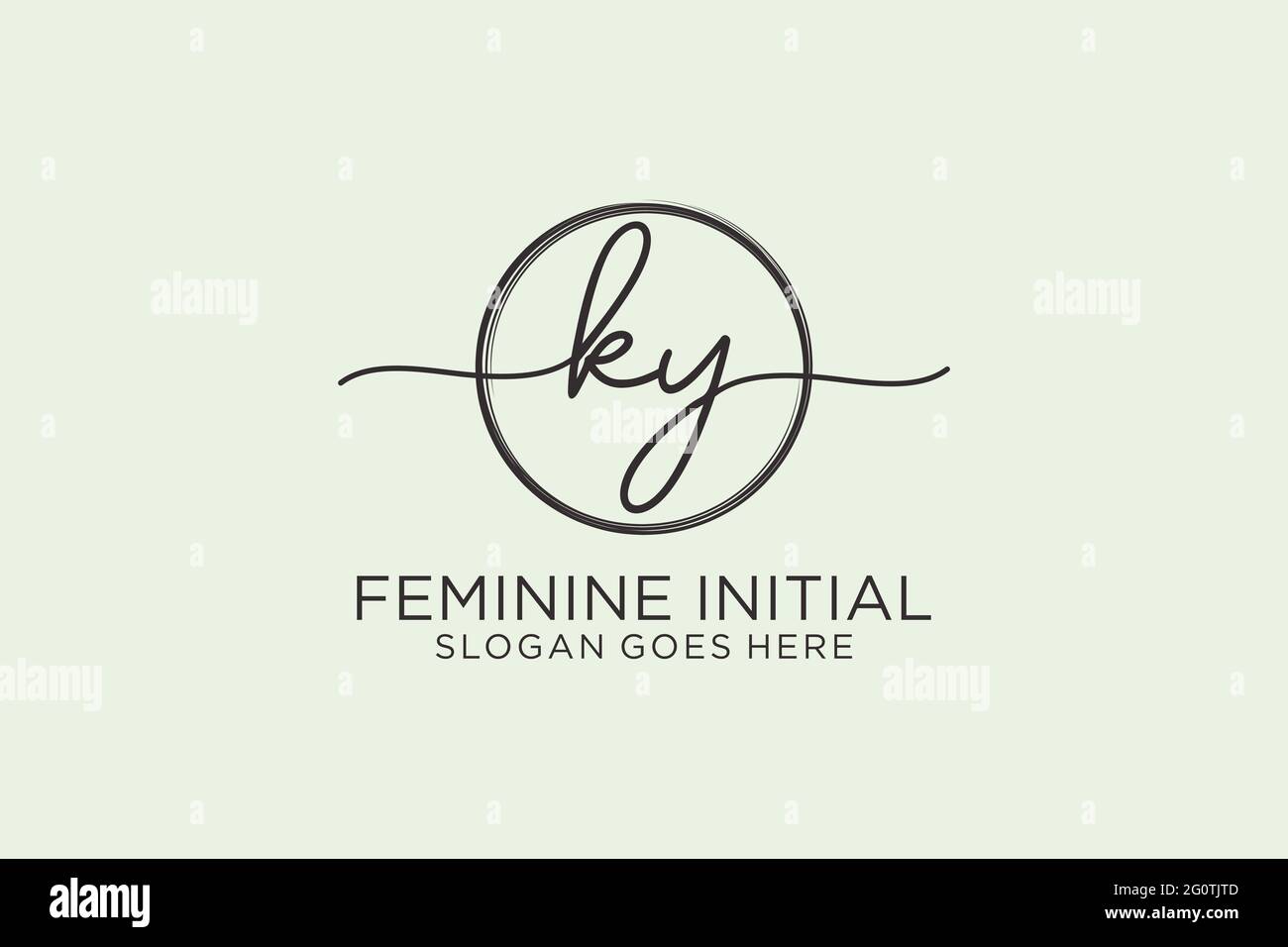 KY handwriting logo with circle template vector logo of initial ...