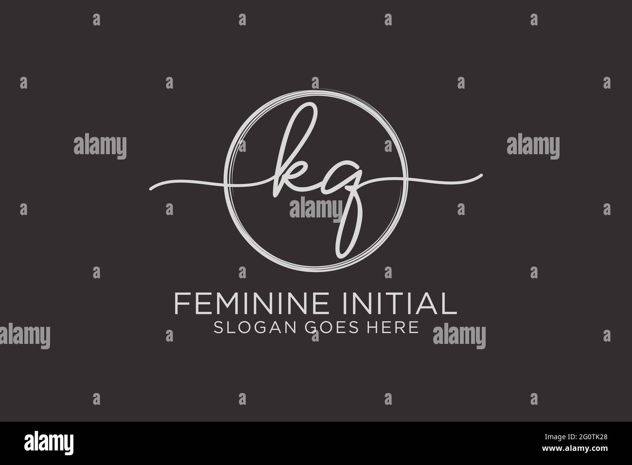 KQ handwriting logo with circle template vector logo of initial ...