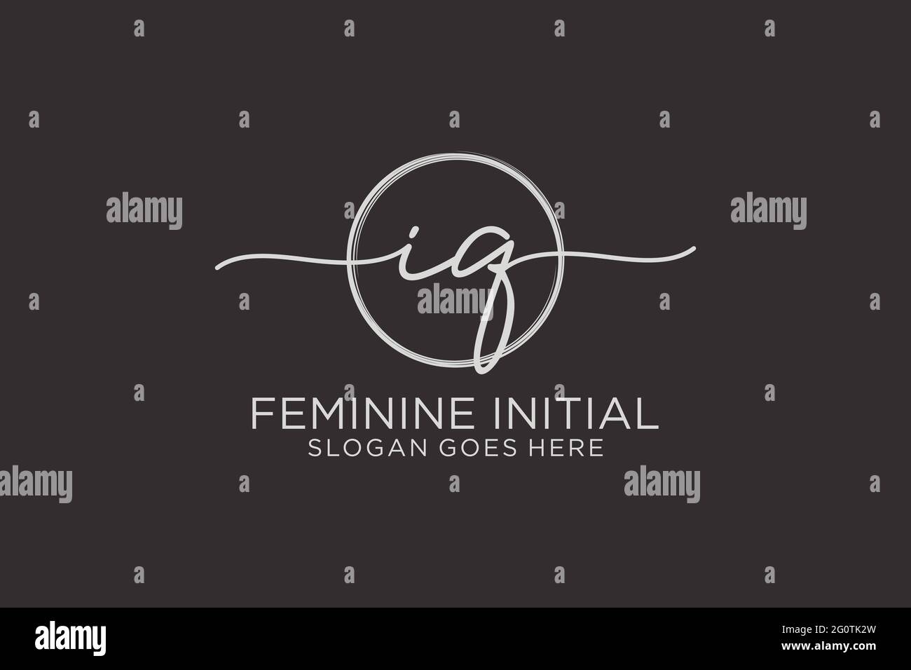 IQ handwriting logo with circle template vector logo of initial ...