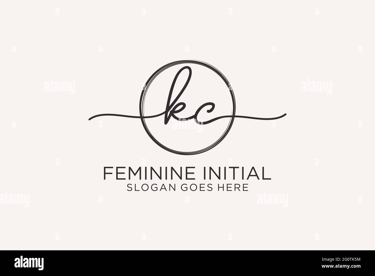 KC handwriting logo with circle template vector logo of initial ...