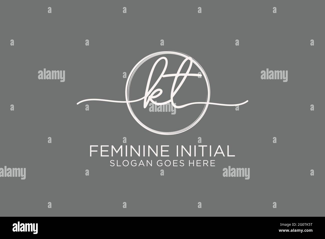 KT handwriting logo with circle template vector logo of initial ...