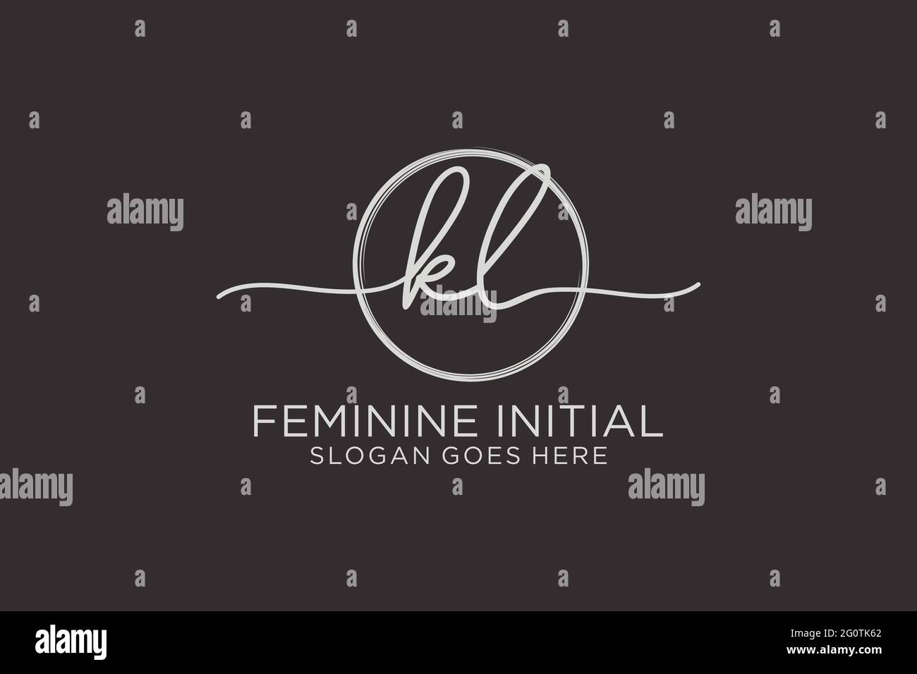 KL handwriting logo with circle template vector logo of initial signature, wedding, fashion, floral and botanical with creative template. Stock Vector