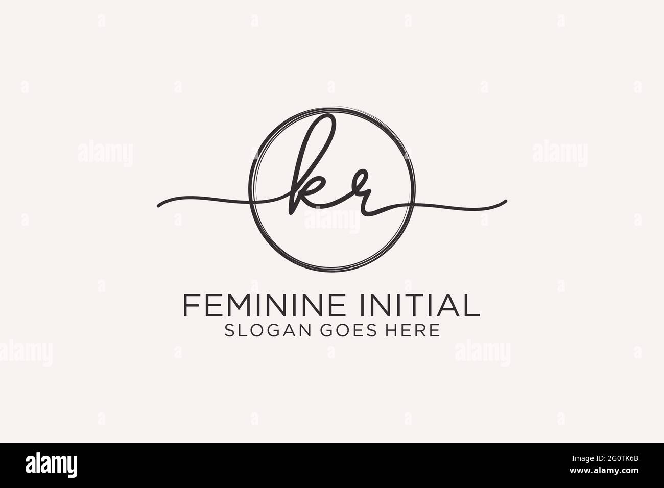 KR handwriting logo with circle template vector logo of initial ...